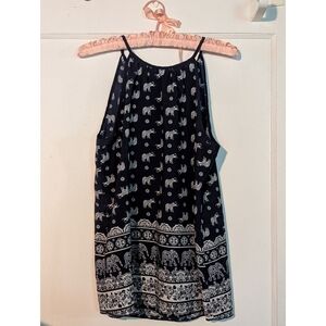 Justify Navy and White Elephant Print Blouse